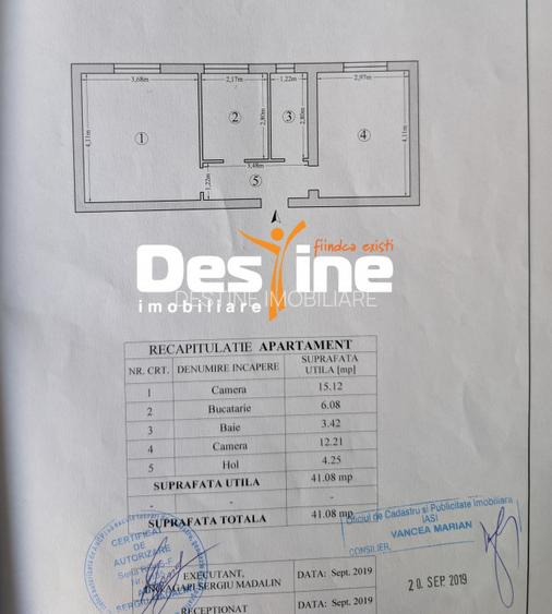 Apartament central cu 2 camere de 41 mp la etajul 2, baie cu geam, pe str. Arcu - 14