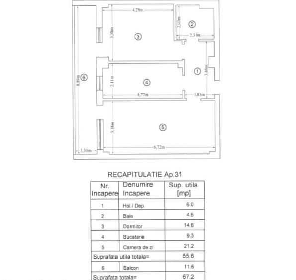 Apartament nou de vanzare Iasi 2 camere decomandate zona Copou, intabulat - 3
