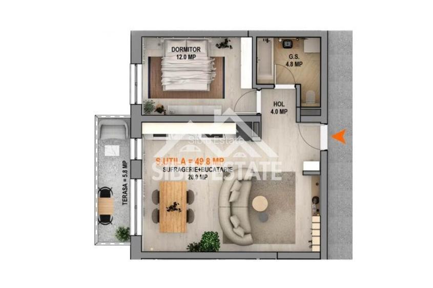Apartament 2 camere, finisat la cheie, cu balcon - 4