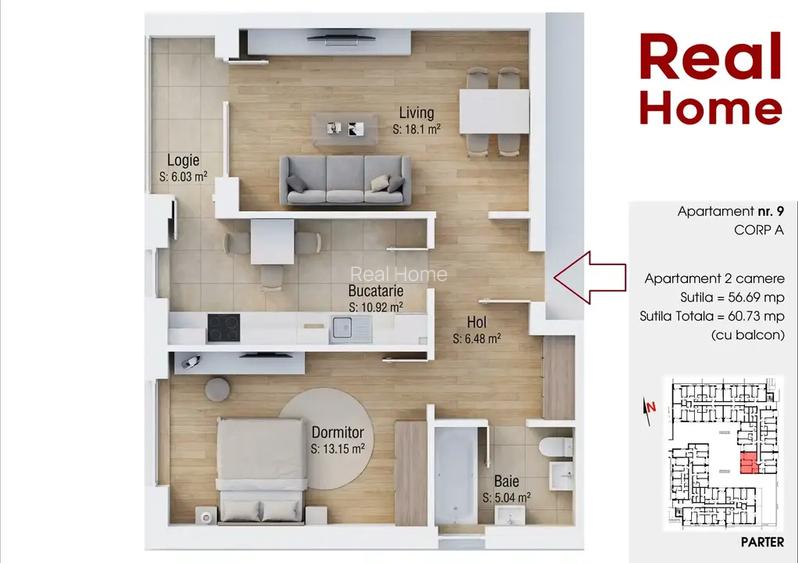 2 camere | 1 Decembrie 1918 |15 min metrou | 60.74 mp - 3