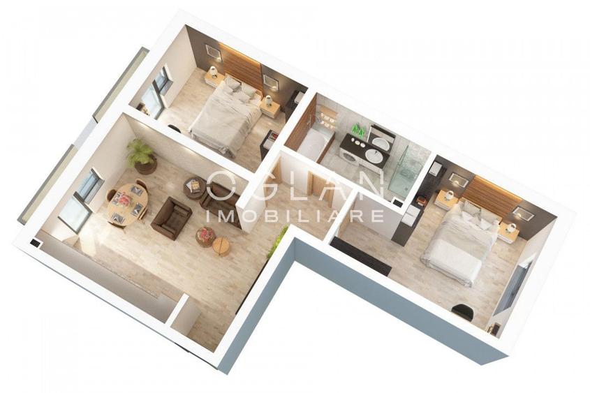 Apartament 3 cam 61 mp utili + gradina 47 mp, Doamna Stanca