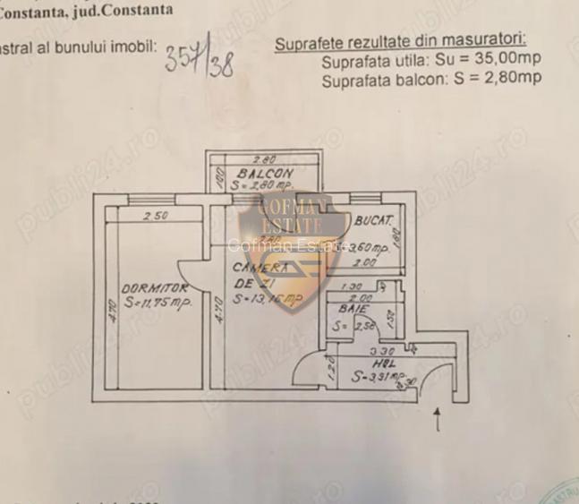 Apt 2 camere Scoala 8, INEL II, fara imbunatatiri, balcon, 37.8 mp, semidecomand - 12