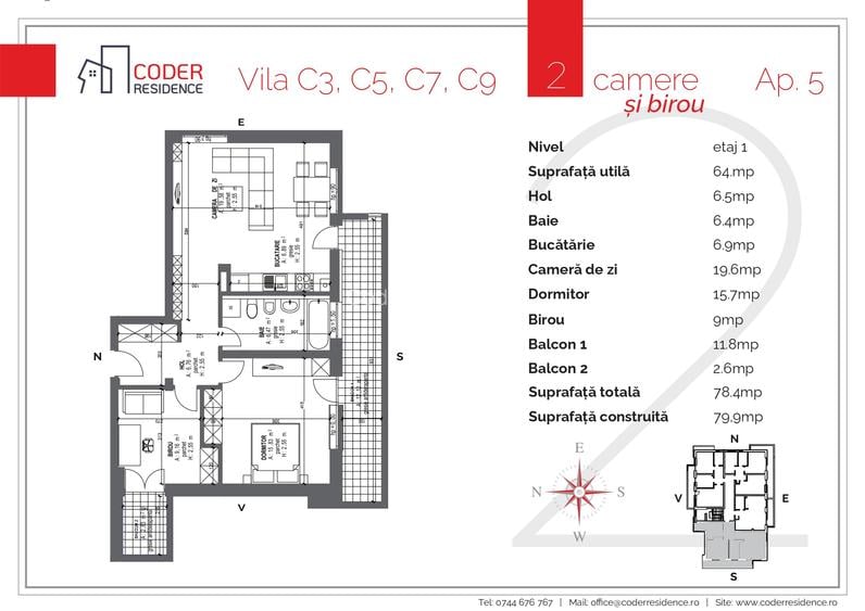 Apartament 3 Camere - Terasa 15 m2 Coder Residence 3 - 1