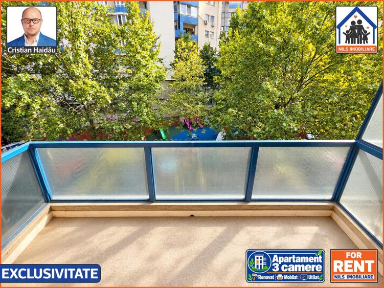 Apartament 3 camere, 2 bai, 3 balcoane | Renovat | Mobilat | Utilat