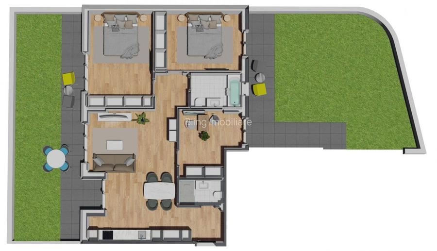Apartament de 4 camere , 89 mp utili, terasa 103mp, zona VIVO - 12