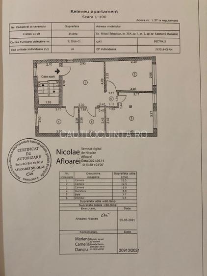 Apartament 3 cam|Sebastian|2 APARTAMENTE LA PRET DE UNUL VILA| METROU| - 14