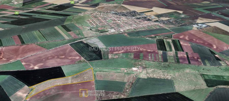 Teren agricol 12,28 ha Sagu – acces DN69 & A1, acum 1,38 €/m - 3