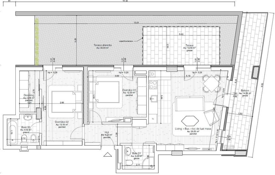 Apartament cu 3 camere și terasă panoramică - 1