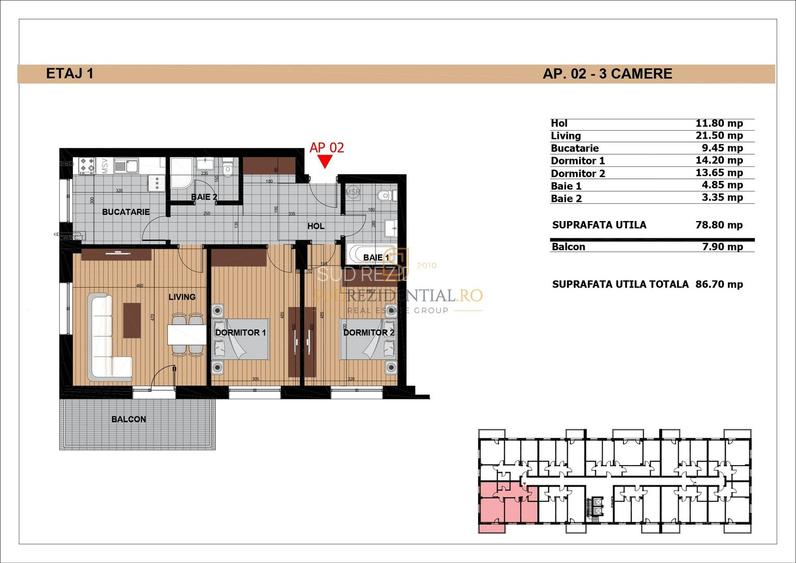Apartament cu 3 camere - 0 comision, acces rapid la metrou Aparatori - 1