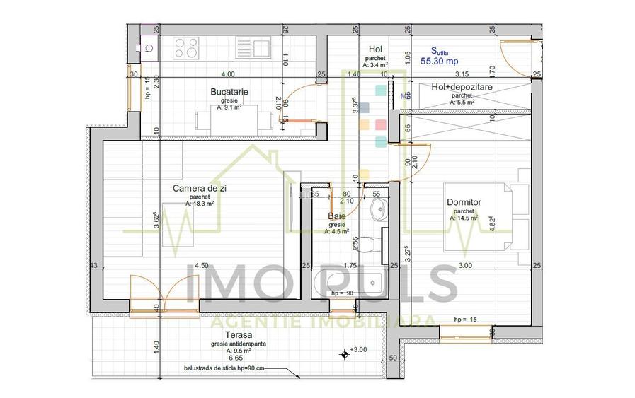 Girocului - Esso. Nou. Terasa 9.5 mp. Etaj 1 sau 2. - 1
