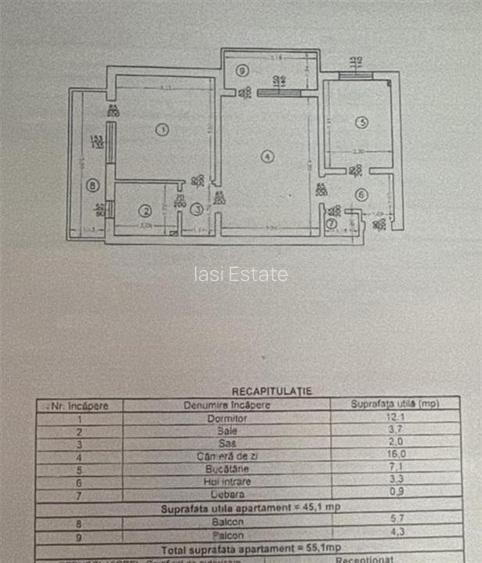 Apartament cu 2 cam etaj 1 Podu Ros - Cantemir - 12