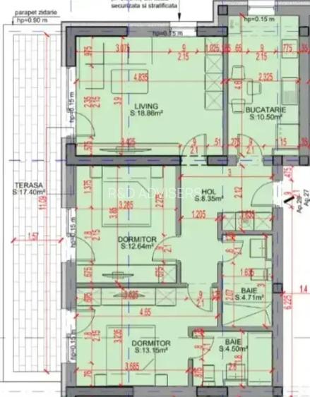 Apartament 3 camere spațios | 72,71 mp + balcon 17,4 mp | Etaj 2 - 5