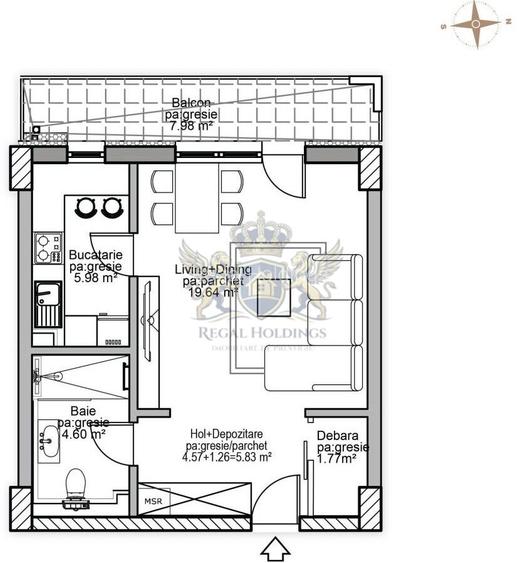 Garsoniera Modern,  46 Mp,Finalizat, Tractorul-Mall-Coresi - 3