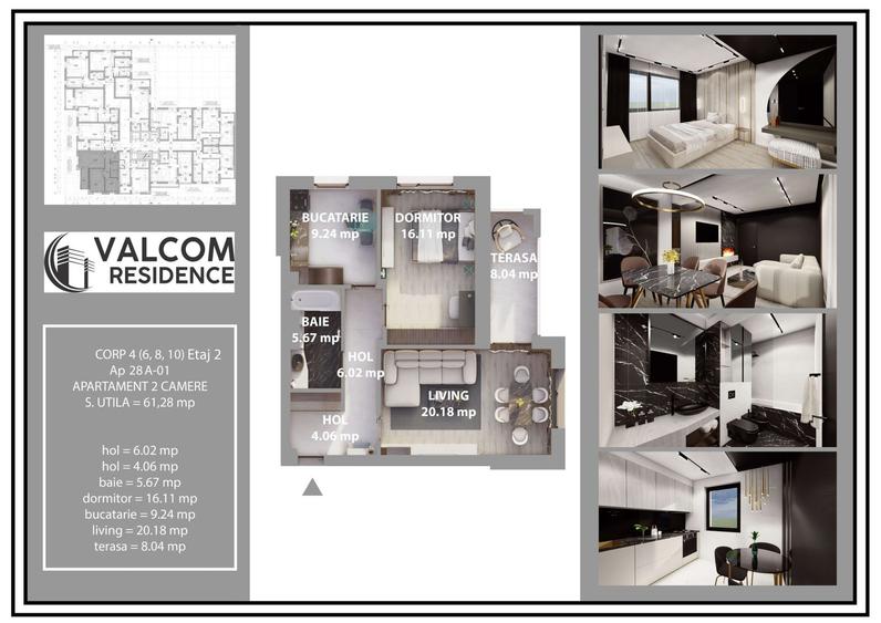 Valcom Residence Bartolomeu, 2 camere, terasa 6.52, Comision 0%