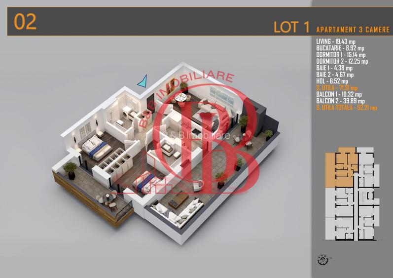 Apartament 3 camere Cu terasa Generoasa-Titan Th. Pallady - 2