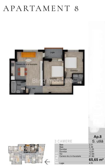 Apartament de 3 camere FINISAT 65,65 mp, balcon 4,70mp, zona Muzeul Apei - 9