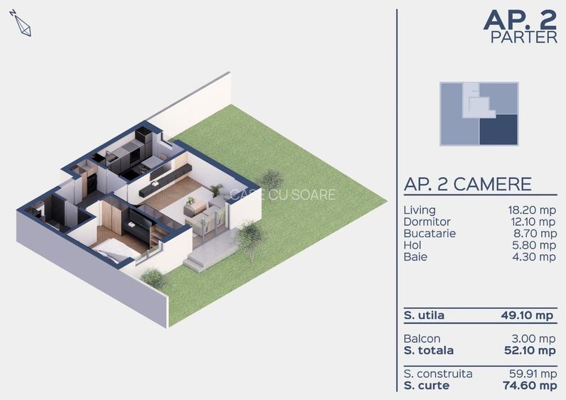 Apartament cu curte de 60mp - Comision 0% - 7