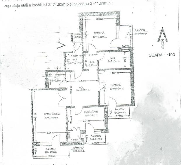 Apartament 3 camere de vânzare - zonă centrală, mobilat și utilat. - 1