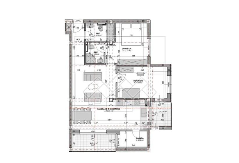 Ap. 3 camere, aer conditionat si terasa de 10 mp - 2 bai