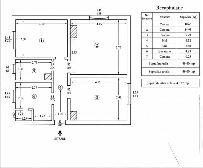 3 camere decomandat | 49 mp | Etaj 2 | Păcurari – Petru Poni (ING) | Ideal pentru renovare și personalizare