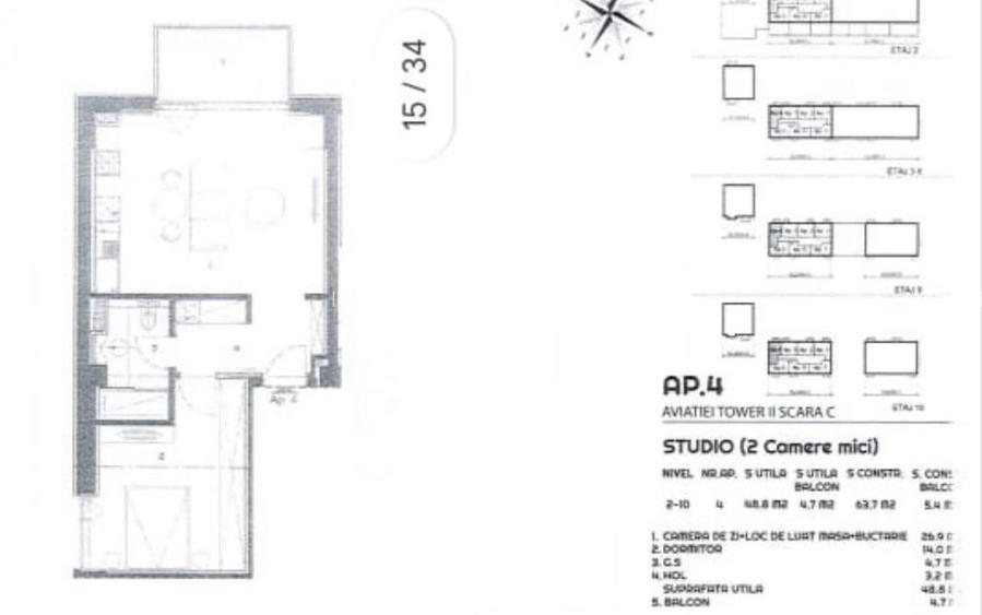 2 CAMERE| AVIATIEI TOWER| PRET 195,000 +TVA - 1