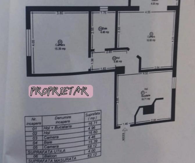 Vând apartament cu doua camere în zona Bucovinei, decomandat,