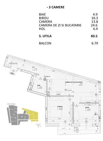 Apartament 3 camere, 61 mp, FINISAT LUX, nZEB, zona Centrala - 2