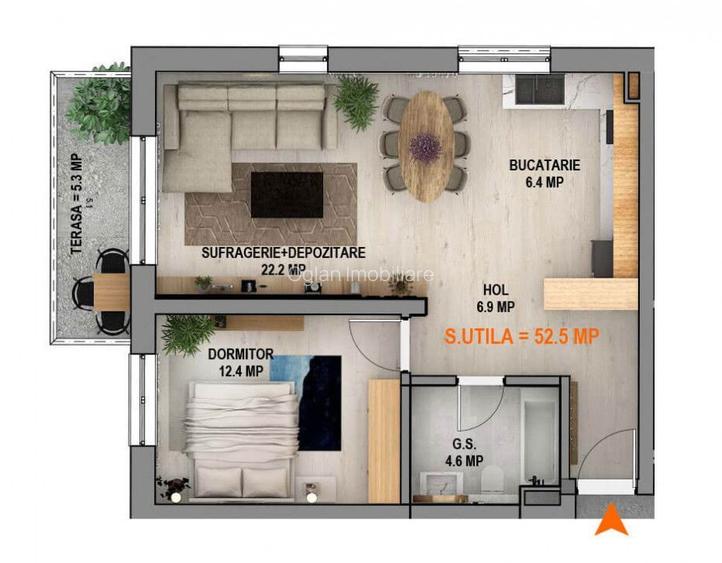 Apartament 2 cam cu parcare subterana, bloc cu lift,  Calea Surii Mici - 4