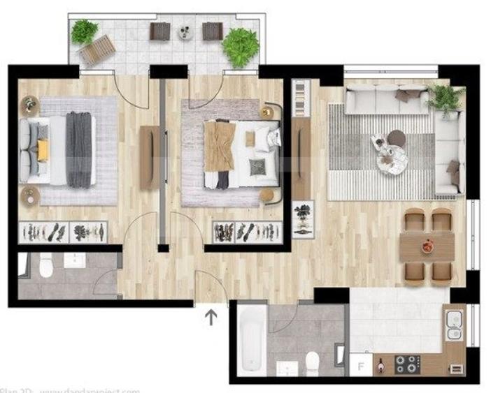 Apartament 3 camere, 70 mp, 2 bai, constructie noua, zona Iulius