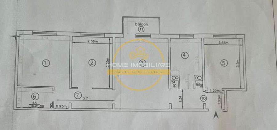 Apartament 4 camere / et3/ 63.3mp in zona Alexandru