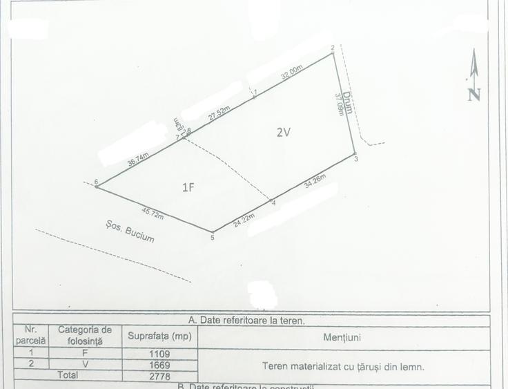 Teren intravilan 2778 mp Bucium Iași, Dublă deschidere 45 m la asfalt POT 15%