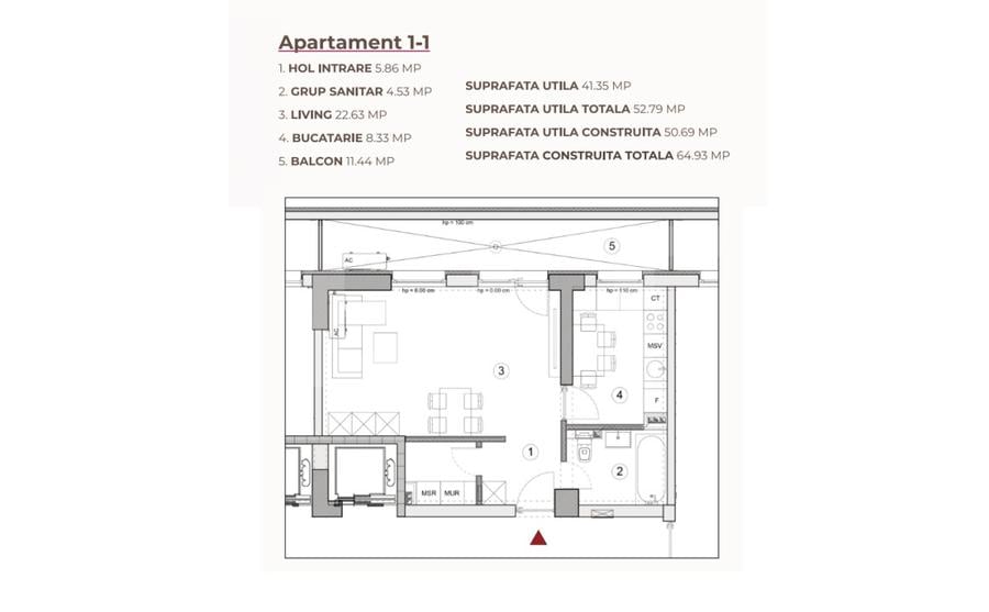 Studio 52.79 mp într-un ansamblu cu 0% Comision la Achiziție