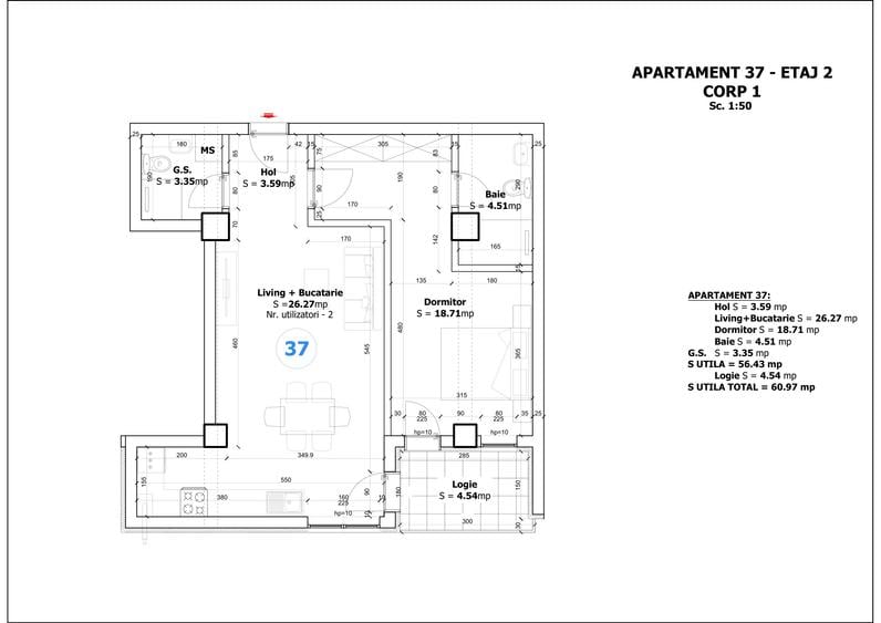 Apartament 2 camere / 2 bai / Otoepni