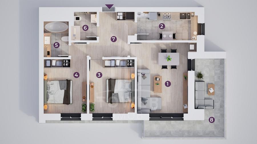 Apartament modern cu 3 camere, Rate la Dezvoltator 7 ani