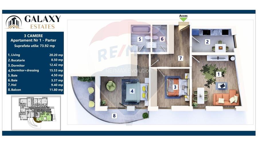 COMISION 0% Apartament 3 camere / Tractorul/ Galaxy Estate - 2