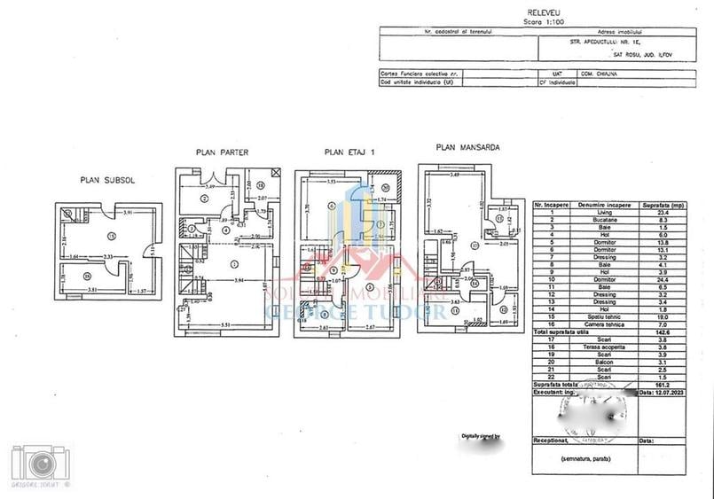 Vila tip duplex P+2E+M,161 mp + 1 parcare,Cittadella Garden, Str. Apeductului Nr - 31