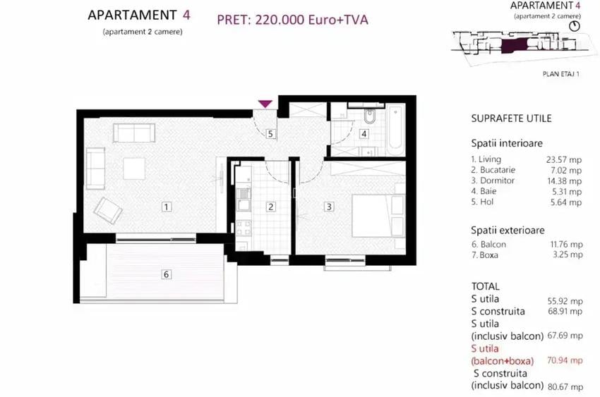 Apartament 2 camere, balcon, boxa, metrou Stefan cel Mare, bloc nou - 7