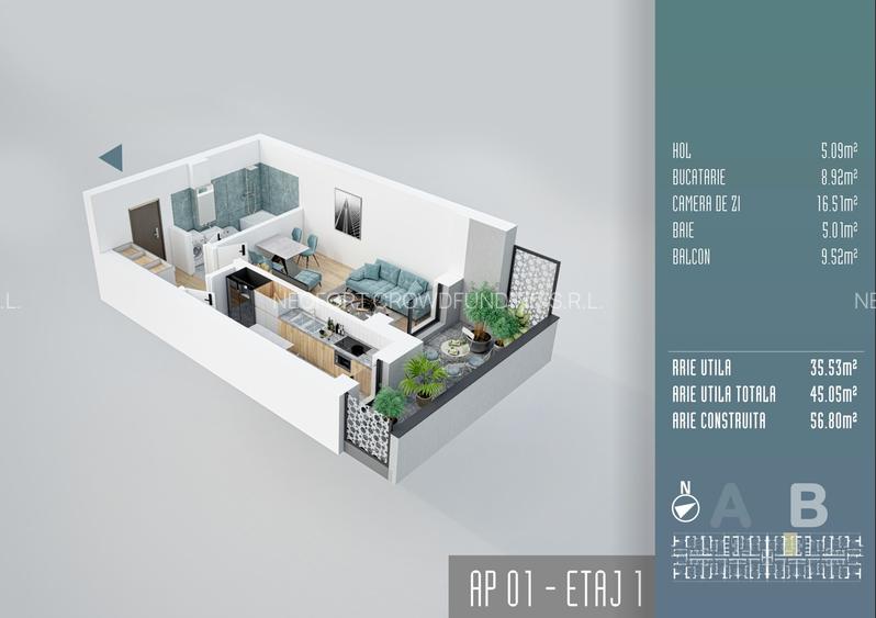 Garsonieră decomandata, langa parc, finalizata 2025, incalzire pardoseala - 17