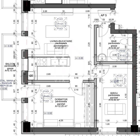 Apartament cu 3 camere, 46mp utili+balcon, etaj 1/3, parcare, Turnisor - 1