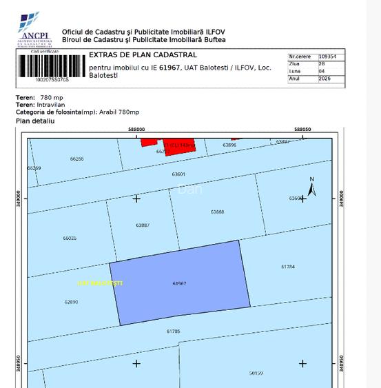 Teren 1000 mp cu acces la apa, curent, gaz, canalizare, Edenland, Balotesti,DN1 - 5