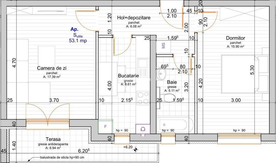 Etaj intermediar. Decomandat. Bucatarie inchisa. - 5