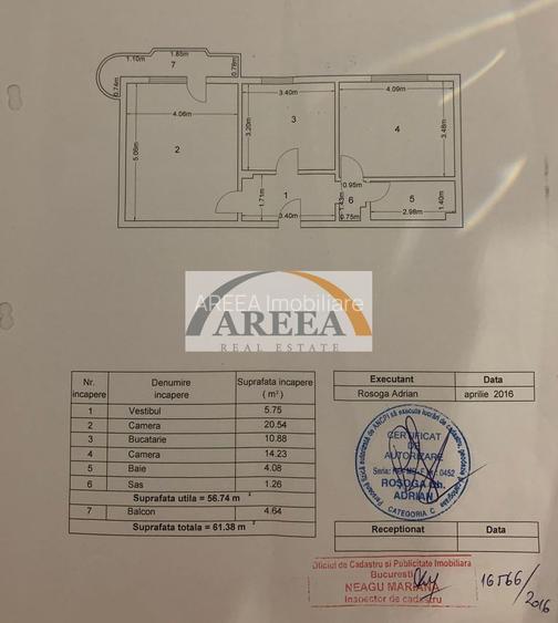 VANZARE 2 camere RENOVAT - 62 mp - etaj 4 - in Sebastian-13 Septembrie - 23