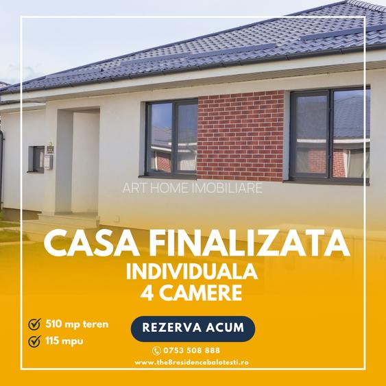 Casa INDIVIDUALA FINALIZATA, 8 Residence Balotesti, curte 510, casa 115 mpu - 1