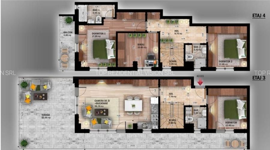 DUPLEX 5CAM. BLOC FINALIZAT P+4 / IZOLATIE CU VATA BAZALTICA! - 2