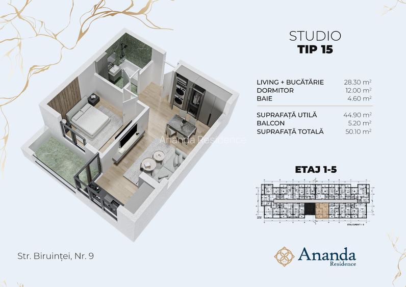Apartament tip studio spatios bloc nou - 8
