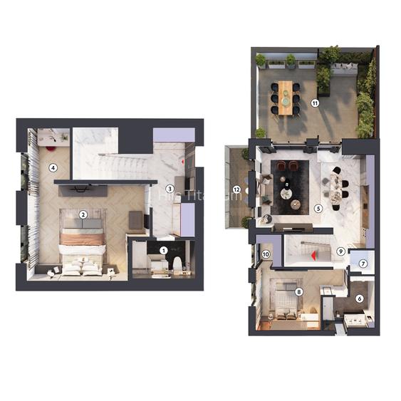 Duplex 3 camere tip 1 cu terasa | HILS Titanium Ansamblu rezidential nou - 2