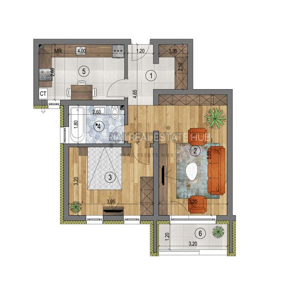 APARTAMENT 2 CAMERE 54.73 MP UTILI - RATE DEZVOLTATOR - 5% AVANS - 6
