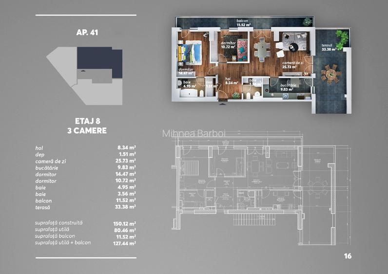 Apartament de lux cu 3 camere si terasa în Sinaia – 128 mp utili, parcare  - 15
