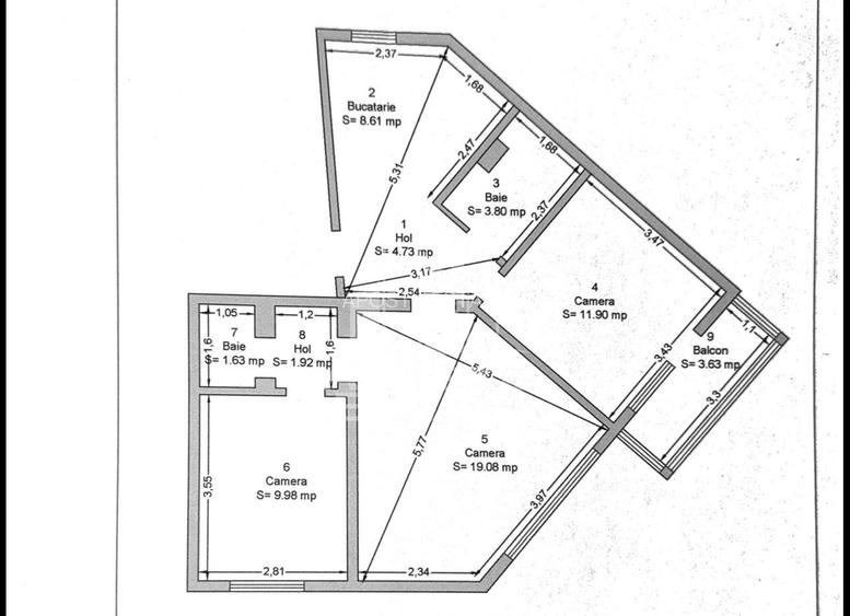 Apartament cu 3 camere si 2 bai la etajul 1 cu centrala zona Soarelui - 1