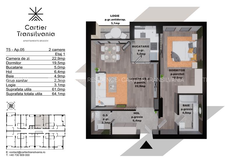 TRANSILVANIA RESIDENCE APARTAMENT 2 CAMERE FATADA VENTILATA - 13